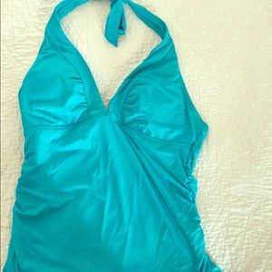 Athleta takini top L turquoise blue